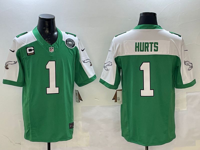 Men Philadelphia Eagles #1 Hurts Green Thanksgiving three generations 2025 Nike Limited NFL Jersey style 7